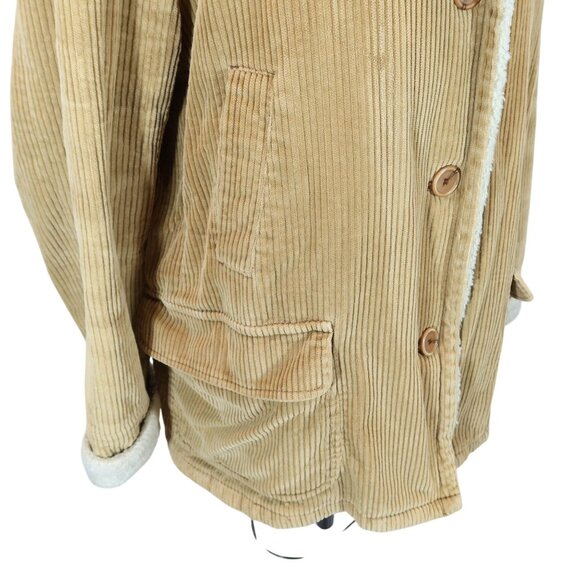 Vintage Y2K Wide Wale Corduroy Shearling Chore Jacket 1X Gloria Vanderbilt Tan - Picture 5 of 8